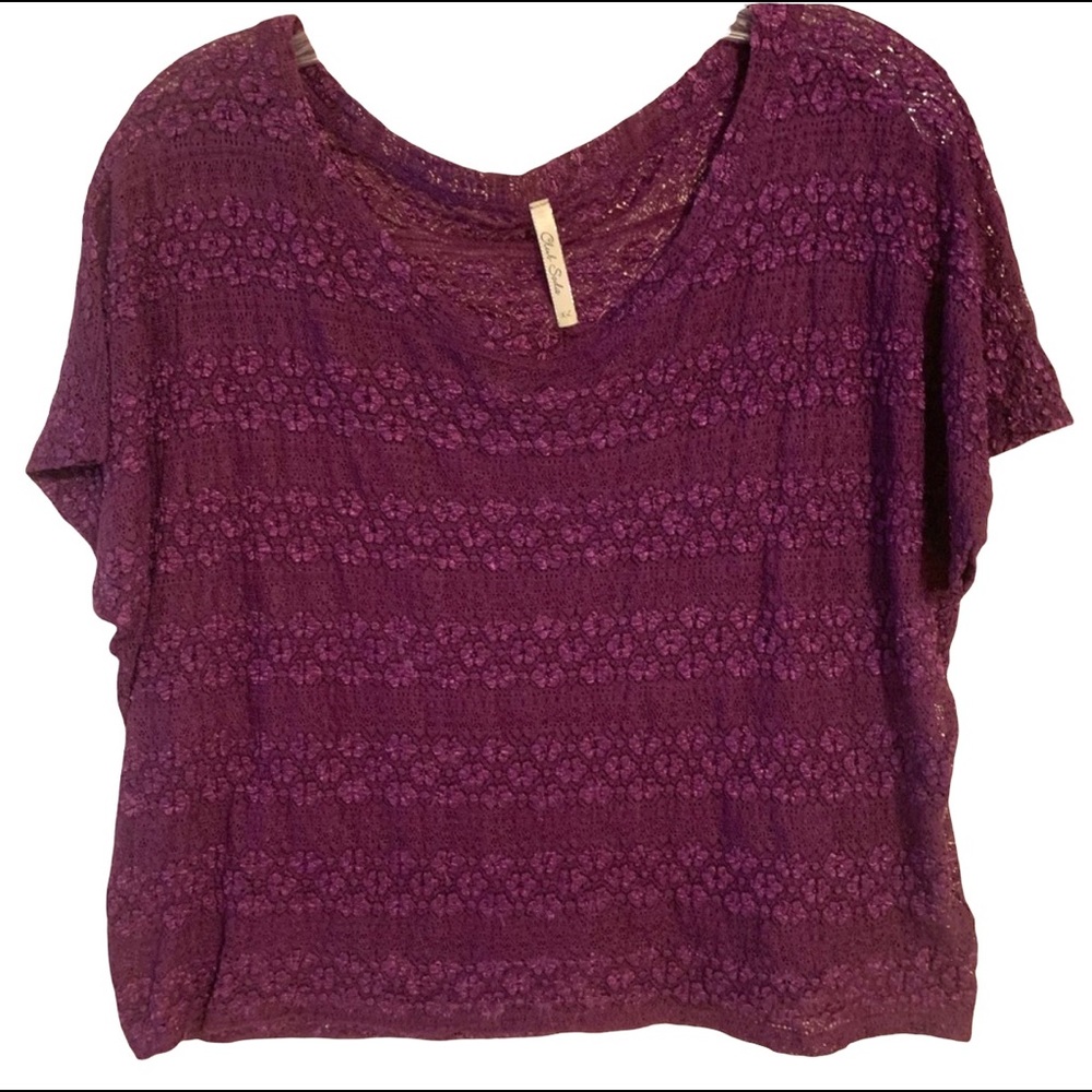Club Soda Cranberry Purple Lace Top XL